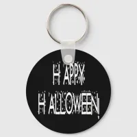 Nighttime Happy Halloween Text Keychain