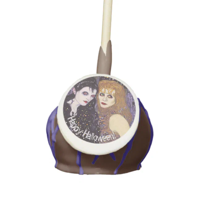 Vampire and witch in Halloween Cake Pops