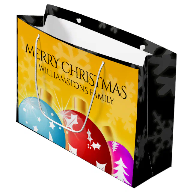 Merry Christmas with Festive Holiday Ornaments Large Gift Bag