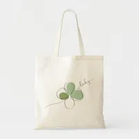 Lucky Four Leaf Clover Minimalist Line Art   Tote Bag