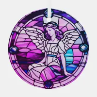 Stained Glass Window Christmas Tree Angel Glass Ornament