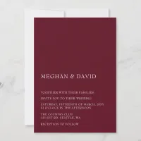 Burgundy Simple Elegant Modern Wedding  Invitation