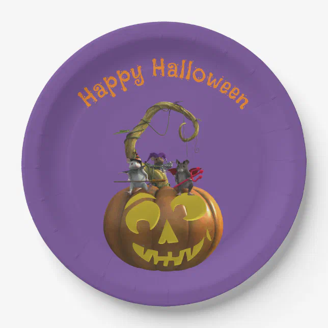 Cute Halloween Mouse Trio Paper Plates