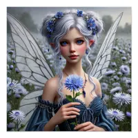 Beautiful September Fairy in Asters Poster