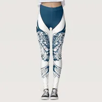 Bald Eagle Wing Sketch Leggings for 4th of July