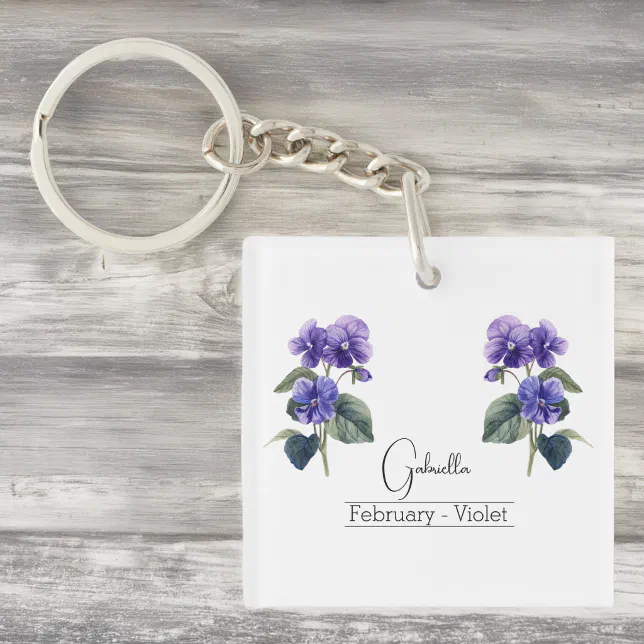 Birth Month Flower February Violet  Keychain