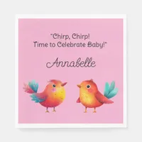 Bird-Themed Baby Shower Cute Watercolor Napkins