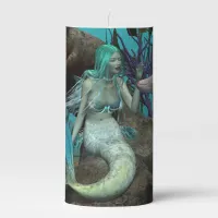 Mermaid and Dolphin Under the Sea Pillar Candle