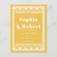 Mexican Fiesta Yellow Papel Picado Save the Date Announcement Postcard