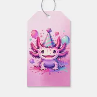 Pink and Purple Axolotl Girl's Birthday Party Gift Tags