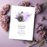 Lilac and Charcoal Floral Wedding Invitation