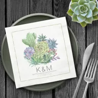 Succulents and Sparkle Wedding ID515 Napkins