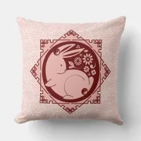 Year of the Rabbit Mantras Chinese New Year Pink Throw Pillow
