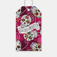 Sugar Skulls and Swirls Rose Red ID725 Gift Tags