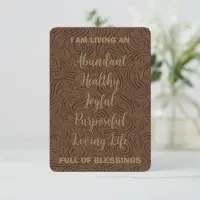 Swirl Pattern Brown And Gold Positive Affirmation Card