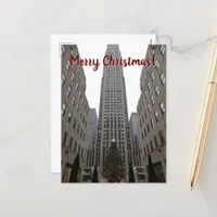 Merry Christmas! Rockefeller Plaza Christmas Tree Holiday Postcard