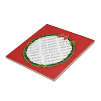 Christmas Wreath Add Your Photo & Red Background Ceramic Tile