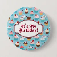 It's My Birthday Cute Cupcake Button