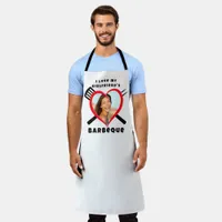 I Love My Girlfriend's BBQ Heart Custom Photo Name Apron