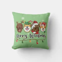 Merry Woofmas Typography Throw Pillow