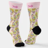 Whimsical Quirky Elf Add Name Cute Retro Christmas Socks