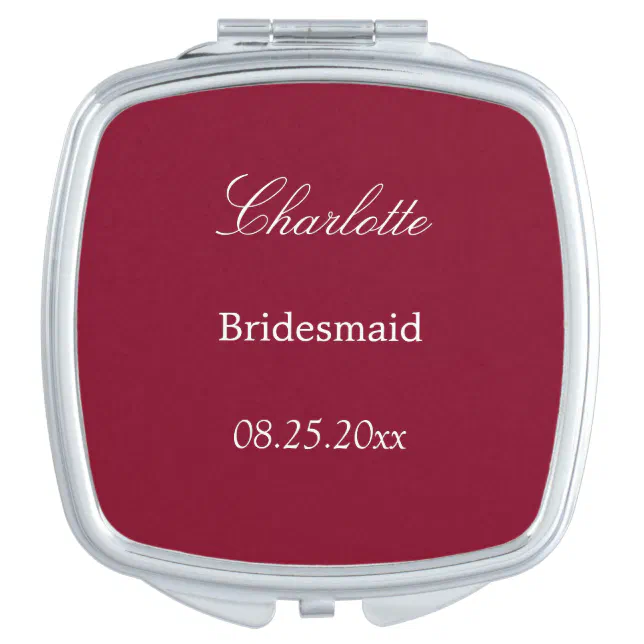 Burgundy Bridesmaid Favor Compact Mirror