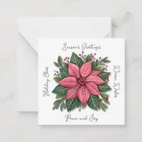 Mini White Poinsettia Christmas  Note Card