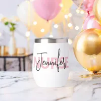 Personalized Pink Nurse Typography Thermal Wine Tumbler