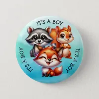 It's a Boy | Woodland Creatures Baby Shower Button