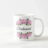 Bridesmaid Pink Roses Personalized Coffee Mug