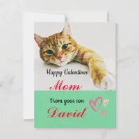 Chic pink Cute Heart cat valentines day cards