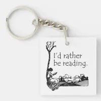 I'd Rather Be Reading with Vintage Illustration Keychain