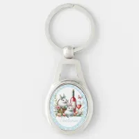 Whimsical Bunnies Easter keychain