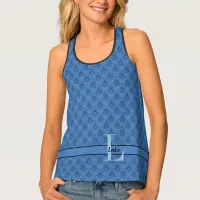 Blue Hearts Monogram & Name Custom Tank Top