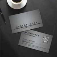 Modern Professional Shiny Black Metal  Business Card