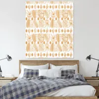 Caribbean Tribal Mudcloth: White, Gold Canvas Print