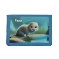 Cute baby otter in pond - personalizable       trifold wallet