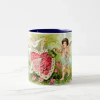 Cupid Valentine Pink Roses Mug