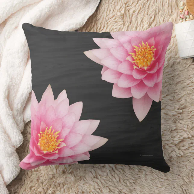 Elegant Calming Floating Pink Lotus Flowers Throw Pillow