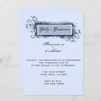 Blue Abstract Floral Graduation Party Invitation