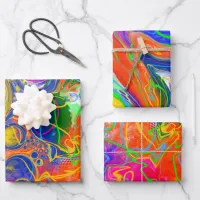 Disco Ball Electricity Marble Fluid Art Birthday Wrapping Paper Sheets