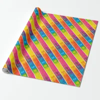 [Fun with Stripes] Pattern #6c Rainbow Hearts Wrapping Paper