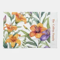 Elegant Floral Lilies Botanical Lily Flowers Kitchen Towel