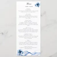 Elegant Dusty Blue Navy  Flowers Wedding  Menu