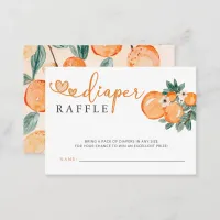 Little Cutie Orange Baby Shower Diaper Raffle Enclosure Card