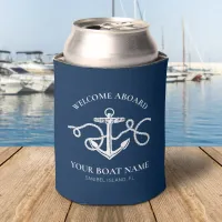 Nautical Anchor Welcome Aboard Boat Name Can Cooler