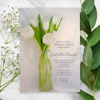 White Tulips Milk Bottle Wedding Rehearsal Dinner Invitation