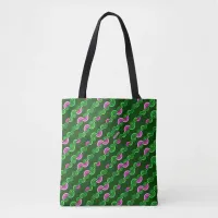 Abstract purple green flowers pattern tote bag