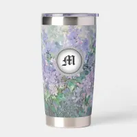 *~ Vintage Floral Monogram AP84  Lilac  Insulated Tumbler