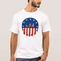 USA - American Flag and Stars in Circle T-Shirt